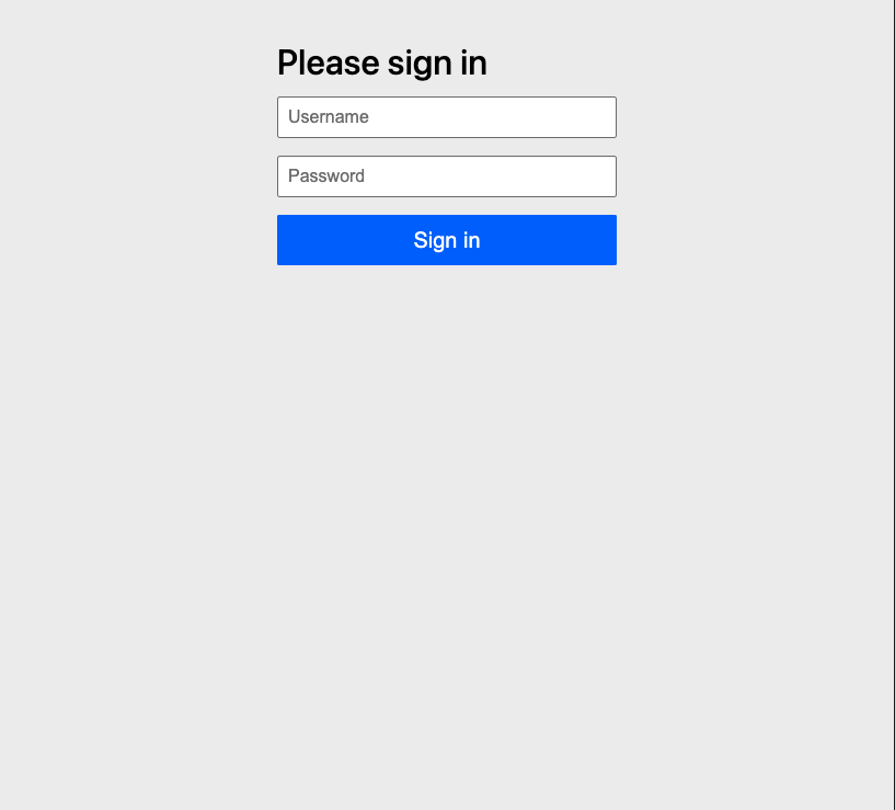 Login page